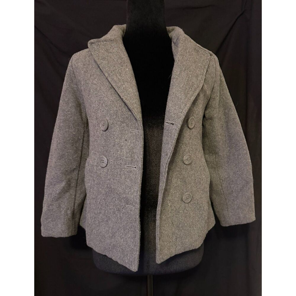 #158 - Old Navy Girls Gray Peacoat Coat – Size Medium (8)